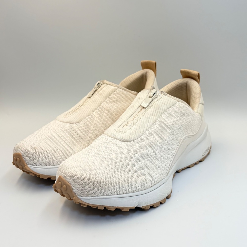 Ryka Jumpstart Zip Womens 8M Cream Beige ActivFoam Walking Sneakers Shoes